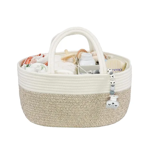 Miniatura 10 de XUANGUO Organizador Grande de Pañales para Bebé con Cuerda para Niña o Niño, Cesta de Almacenamiento para Guardería, Porta pañales Portátil, Bolsa