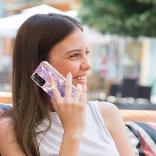 Miniatura 4 de Funda de teléfono para Xiaomi Redmi Note 11 Pro 5G/4G, IMD Marble Shiny Ring Kickstand Case para niñas, lente de cámara y cubierta protectora
