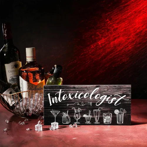 Miniatura 4 de Jetec Intoxicologist - Letreros de madera para bar, decoración con patrones de bebidas, placa de madera, arte de pared, pub, decoración de bar