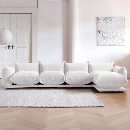Miniatura 8 de WJShome - Sofá seccional modular, sofá de chenilla de 264 cm de lana minimalista, sofá convertible de 3 plazas, sofá de sala de estar ancho