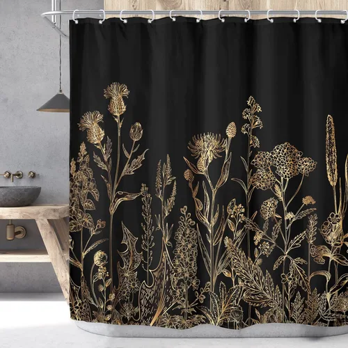 Miniatura 16 de Riyidecor - Cortina de ducha con estampado de flores silvestres para decorar un baño pequeño o una ventana, 36 pulgadas de ancho x 72 pulgadas