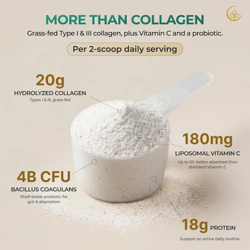Miniatura 6 de Polvo de colágeno con vitamina C y probiótico (18g de proteína) Péptidos de colágeno halal puro de pasto para mujeres - Sin sabor e hidrolizado