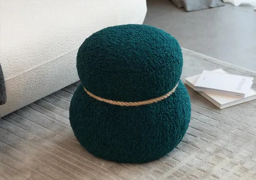 Miniatura 13 de Taburete de muñeco de nieve de 14.56 pulgadas, reposapiés otomano de tela moderna, taburete redondo de peluche con tres patas debajo del escritorio