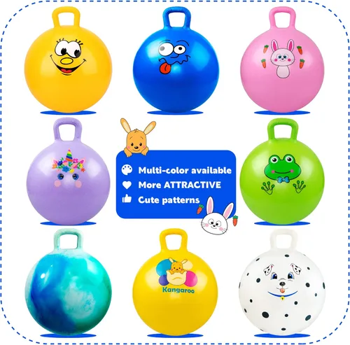 Miniatura 5 de Pelota Hopper, pelota saltarina con asas, juguetes Hoppity Hop de 20 pulgadas, juguetes para sentarse y rebotar para niños y niñas Sonrisa azul