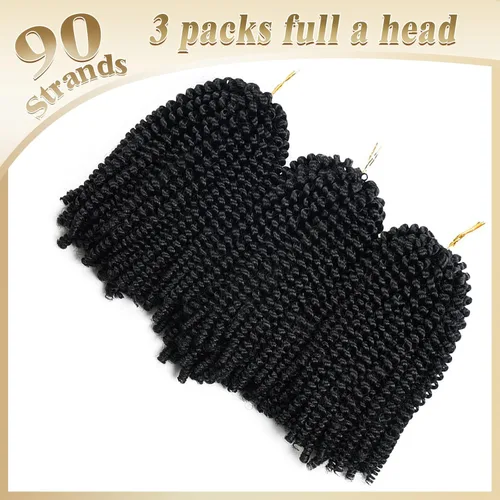 Miniatura 2 de Beyond Beauty Pelo de ganchillo – 90 hebras, rizos de resorte esponjosos de 8 pulgadas, trenzas de torsión bomba para mujeres negras (#1)