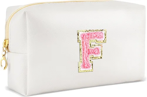 Miniatura 103 de URSKYTOUS Regalos para niñas, bolsa de maquillaje con inicial, bolsa de cosméticos personalizada con cremallera, bonita bolsa de aseo de viaje, Azul