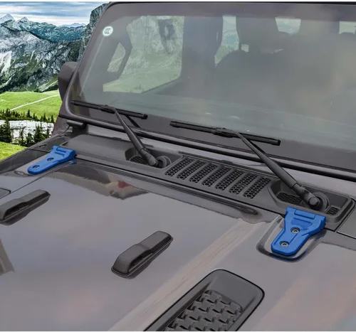 Miniatura 6 de RT-TCZ Kit de decoración exterior para bisagra de capó para Jeep Wrangler JL JLU y Gladiator JT 2018-2023, azul
