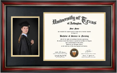 Miniatura 17 de GraduationMall Marco de fotos y diploma negro de 11 x 19 pulgadas para certificado de 8.5 x 11, imagen de 5 x 7, vidrio templado, paspartú doble