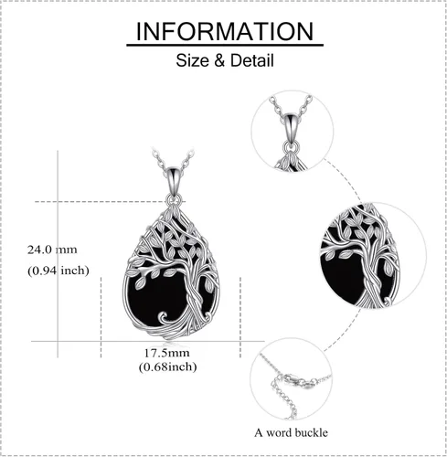Miniatura 5 de Collar de árbol de la vida de plata de ley 925 con dije de nudo celta de concha de abulón para mujer