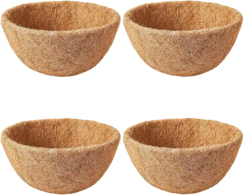 Miniatura 8 de Paquete de 2 forros de coco de 12 pulgadas para cestas colgantes, revestimientos naturales para cestas colgantes de coco para macetas, forro