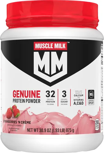 Miniatura 13 de Pó de Proteína Genuína Muscle Milk, Chocolate, 4.94 Libras, 32 Porciones, 32g de Proteína, 2g de Azúcar, Calcio, Vitaminas A, C y D, Certificado NSF