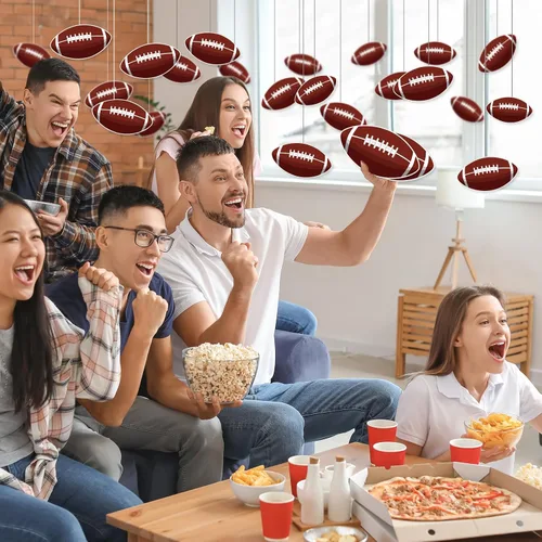 Miniatura 3 de 50 recortes de papel de fútbol de rugby, recortes temáticos de fiesta de fútbol, decoraciones de tablón de anuncios con 100 puntos de pegamento
