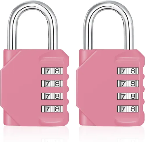 Miniatura 10 de ZHEGE - Candado pequeño para casillero de gimnasio, candado de combinación de 4 dígitos con etiqueta de nombre DIY, candado con teclado numérico