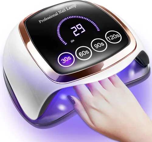 Miniatura 10 de Gugusure Lámpara de uñas LED UV, secador de uñas mejorado de 180 W para esmalte de gel con pantalla LCD, sensor automático y 4 ajustes