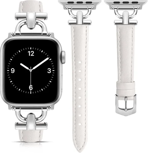 Miniatura 6 de Correa de cuero compatible con las bandas de Apple Watch para mujeres, correa elegante y elegante para iWatch Series 11/10/9/8/7/6/5/4/3/2/1/se