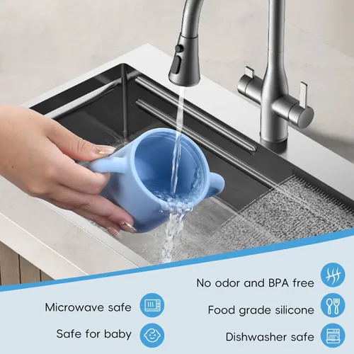 Miniatura 5 de Vasos de silicona para bebés, vaso con popote de silicona inastillable, vasos para niños pequeños de 1 a 3 años, taza abierta para bebé, 6 meses