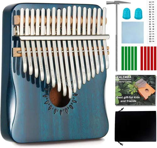 AARVI Kalimba - Piano de pulgar de 17 teclas, piano portátil de dedo Mbira, regalos para niños y adultos principiantes (azul)