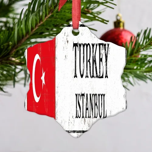 Adornos de Navidad de Estambul 2023, bandera de pavo, decoraciones de Navidad para árbol, país, ciudad, recuerdo, fiesta, vacaciones, decoraciones