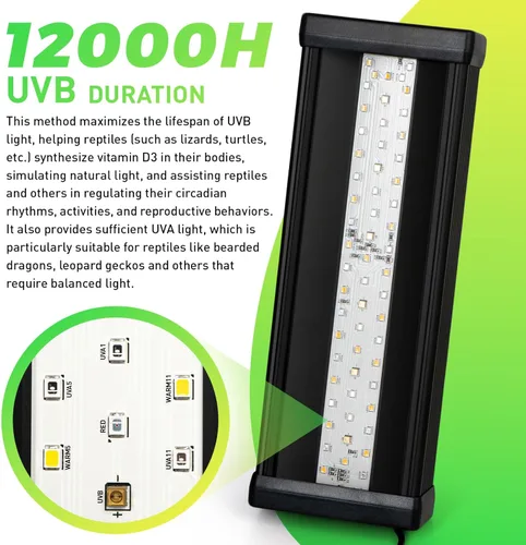 Miniatura 3 de HNRLOY Luz de reptil UVB, lámpara de reptil LED regulable UVA UVB de 9 W para dragón barbudo, camaleón, tortugas, gecko, serpiente, lagarto