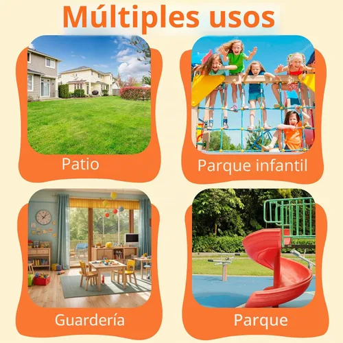 Miniatura 3 de SUPER DEAL Juego de columpios para exteriores para niños, juego de metal con columpios ajustables, escalera de escalada y redes, columpio