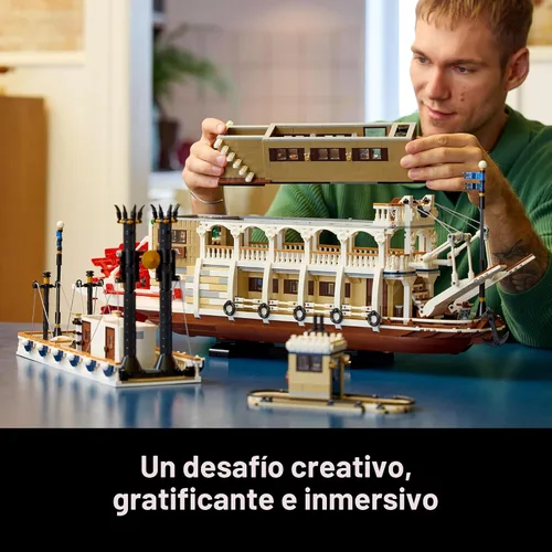 Miniatura 3 de LEGO Ideas River Steamboat - Juego de construcción de barcos de vapor, decoración de habitación para hombres y mujeres, kit de construcción