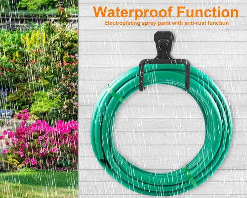 Miniatura 6 de PeoMev 2 piezas de soporte de manguera resistente para almacenamiento de manguera de jardín, soportes de manguera de agua negra para montaje en 2