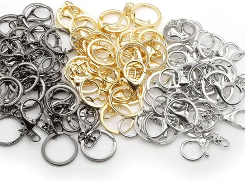 Miniatura 4 de 54 llaveros con cierre de pinza de langosta, cierres giratorios de metal con anillo dividido plano para accesorios de llavero de bricolaje
