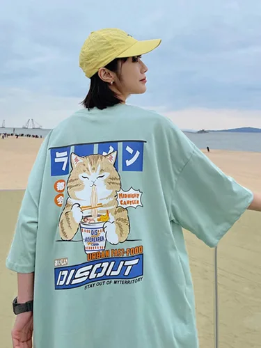 Miniatura 9 de Vamtac Mens Oversized Dog Cat Graphic Tees Harajuku Shirt Casual Summer Tops Streetwear Aesthetic T-Shirt Unisex