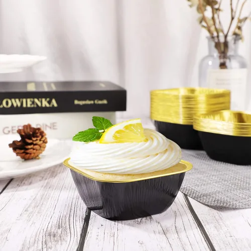 Miniatura 7 de EUSOAR - Tazas para cupcakes con tapas, 8 onzas, 50 unidades de flan de postres desechables, 3.5 x 2.7 x 1.6 pulgadas con tapas, postres de papel