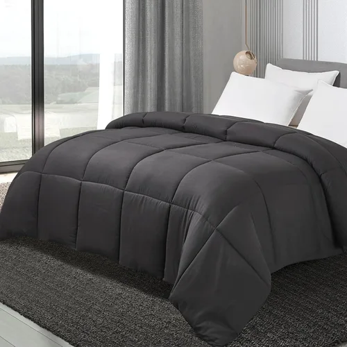 Blue Ridge Home Fashions - Edredón sintético de microfibra para todas las estaciones, relleno de poliéster hipoalergénico, Algodón, Negro, King