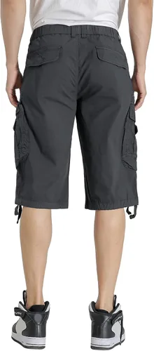 Miniatura 6 de Pantalones cortos cargo con cintura elástica para hombre, con bolsillo con cremallera, ajuste relajado, elásticos, ligeros, de algodón