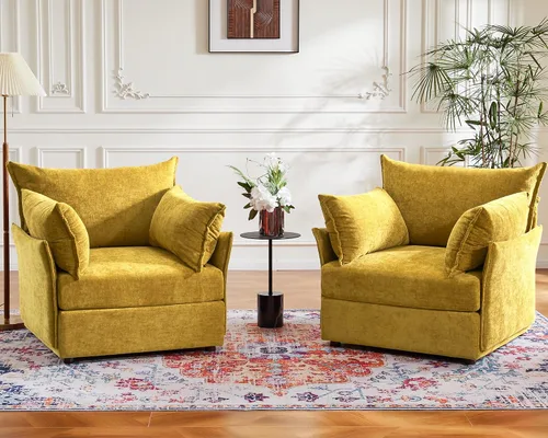 Miniatura 11 de ABCASA Silla de Acento de Gran Tamaño, Sillón Moderno Tapizado con Respaldo Extraíble y Funda Desmontable, Asiento de 24.5 Pulgadas de Profundidad