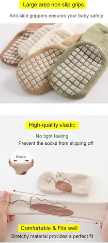 Miniatura 3 de Calcetines antideslizantes para bebés, calcetines cálidos y gruesos antideslizantes para niñas y niños, recién nacidos, 5 pares