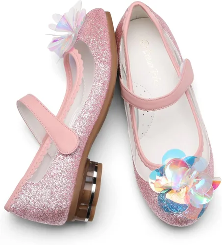 Miniatura 2 de DREAM PAIRS Zapatos de vestir para niñas con purpurina para boda, fiesta, flores, princesa, zapatos de tacón bajo