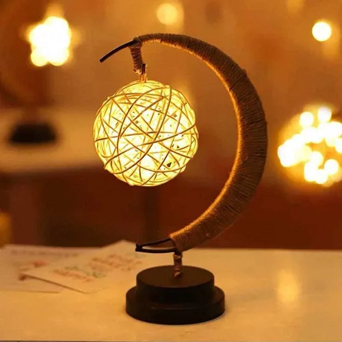 Ulalaza Lámpara LED de alambre de cobre, adornos de hierro forjado, luz nocturna, dormitorio creativo, estilo nórdico, retro, decoración de viento,