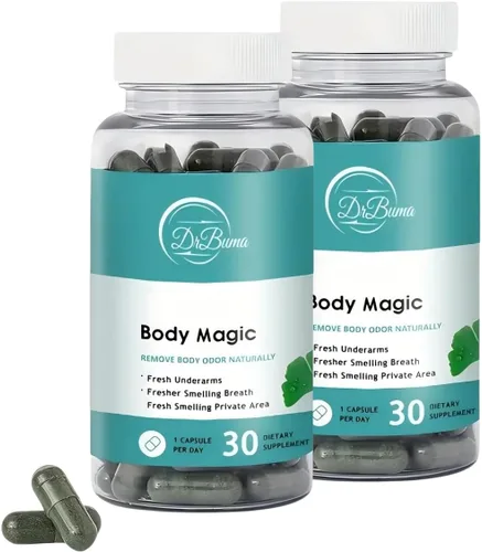 Body Magic Cápsulas de clorofila: 30 cápsulas veganas para desintoxicación, digestión, refuerzo de energía natural para la salud intestinal, apoyo