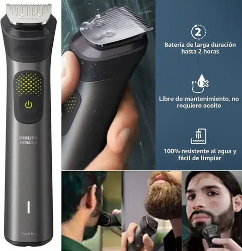 Miniatura 3 de Philips Multigroom Series 9000 Recortadora 24 en 1 para Barba, Cabello y Cuerpo Kit de Aseo Peine de Recorte de Precisión, Cuchillas de Acero