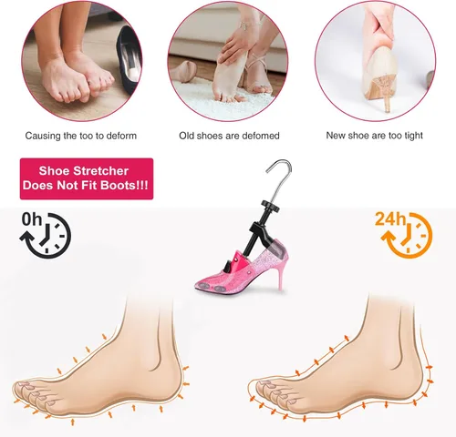 Miniatura 4 de UHIAGREE Ensanchador de zapatos para mujeres y hombres, árbol de botas de zapatos ajustable de 4 vías, con bolsa de transporte y cuerno de zapatos