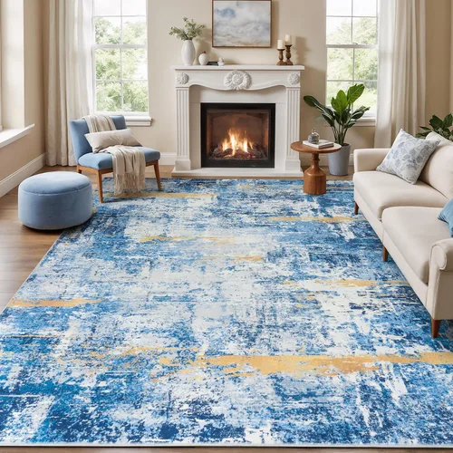 Miniatura 38 de Rugflix Alfombras de área de 8 x 10 pies para sala de estar, alfombra grande lavable, resistente a las manchas, pelo bajo, alfombra oscura moderna