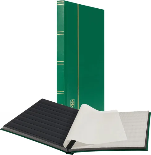 Miniatura 13 de LIGHTHOUSE - Libro de libros de tapa dura "BASIC" para sellos, 64 páginas de cartulina negra A4 con tiras transparentes y bisagras de lino dobles