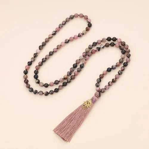 Miniatura 6 de COAI Collar Mala de piedra anudada a mano con 108 cuentas