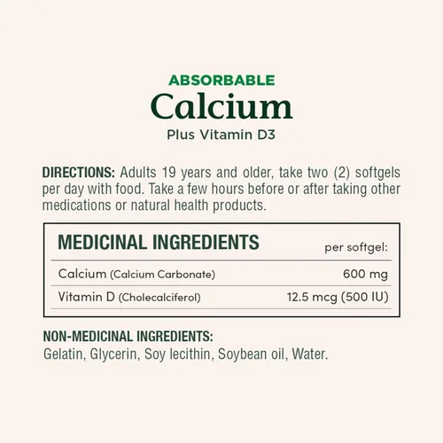 Miniatura 3 de Nature's Bounty Calcio absorbible 1200mg más vitamina D3 1000IU 200