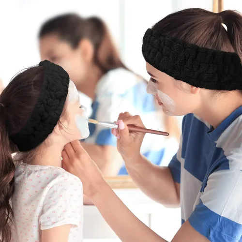 Miniatura 4 de Chuangdi Diadema de spa de 3 piezas para mujer, diadema de maquillaje facial, diadema de tela de rizo suave para lavar, máscara facial, regalos
