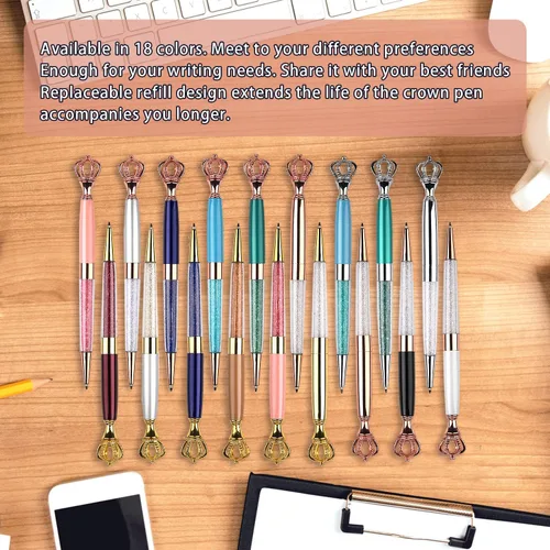 Miniatura 4 de YOUMI Bolígrafo de 3 bolígrafos de metal de cristal con corona, bonito bolígrafo brillante, bolígrafos de cristal personalizados, tinta negra