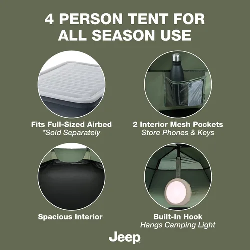Miniatura 3 de Delta Children - Tienda de campaña instantánea desplegable para 4 personas Jeep Compass con bolsa de transporte, estacas y líneas de sujeción