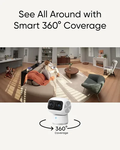 Miniatura 4 de eufy Security Cámara Interior S350, Cámaras Duales, Cámara de Seguridad 4K UHD con Zoom 8×, Cámara 360°, Monitor de Bebé, Cámara para Mascotas