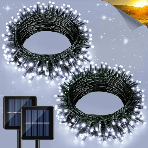Miniatura 12 de 2 Pack de luces solares de Navidad para exteriores, tira de luces solares de 80 pies con 240 LED para exteriores, impermeables, 8 modos de luz