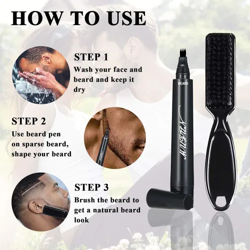 Miniatura 4 de Relleno de lápiz de barba para hombres, a prueba de sudor, resistente al agua, de larga duración y acabado natural, forma de reparación de bigote