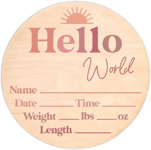 Miniatura 9 de Letrero de recién nacido "Hello World" - Placa de anuncio de nacimiento con nombre de bebé para hospital - Accesorio para fotos - Decoración