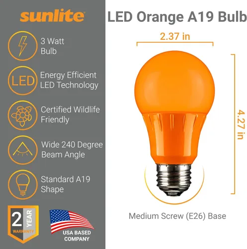 Miniatura 3 de Sunlite 40452 - Foco de luz LED de color A19, 3 W (equivalente a 25 W), base mediana E26, no regulable, certificación UL, decoración de fiestas